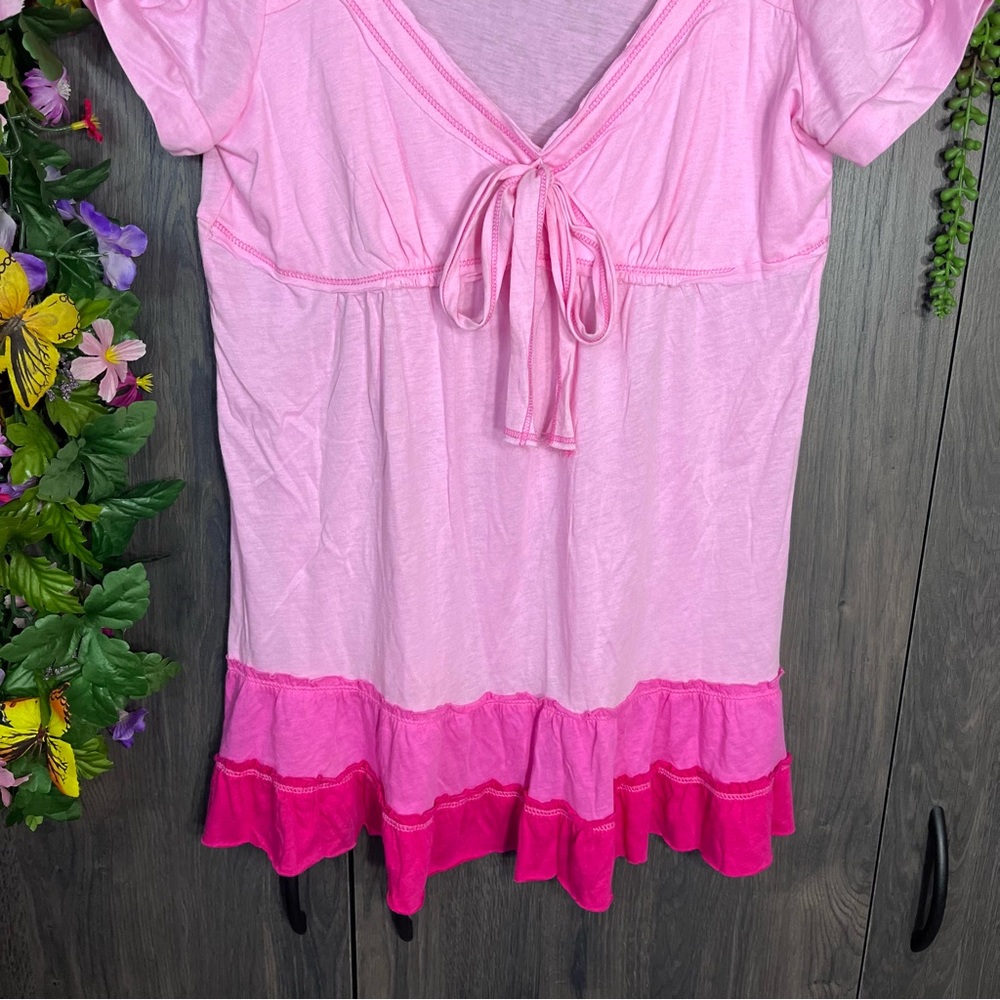 1💙2/$40💙Fang Vintage Y2k Short Sleeved Tie Detail Top Size XL - Picture 5 of 15